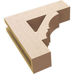 Ekena Millwork - BKTUR035X14X14BOA05RCPR - Timberthane Faux Wood Balboa Style Bracket, Block Ends, 3 1/2"W x 14"D x 14"H, Primed Tan