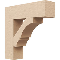 Ekena Millwork - BKTUR035X14X14BOA05RCPR - Timberthane Faux Wood Balboa Style Bracket, Block Ends, 3 1/2"W x 14"D x 14"H, Primed Tan