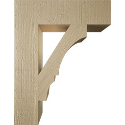 Ekena Millwork - BKTUR035X14X18BOA05RCPR - Timberthane Faux Wood Balboa Style Bracket, Block Ends, 3 1/2"W x 14"D x 18"H, Primed Tan