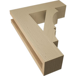 Ekena Millwork - BKTUR035X14X18BOA05RCPR - Timberthane Faux Wood Balboa Style Bracket, Block Ends, 3 1/2"W x 14"D x 18"H, Primed Tan