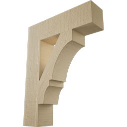 Ekena Millwork - BKTUR035X14X18BOA05RCPR - Timberthane Faux Wood Balboa Style Bracket, Block Ends, 3 1/2"W x 14"D x 18"H, Primed Tan
