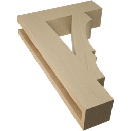 Ekena Millwork - BKTUR035X14X22BOA05RCPR - Timberthane Faux Wood Balboa Style Bracket, Block Ends, 3 1/2"W x 14"D x 22"H, Primed Tan