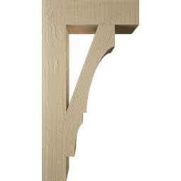 Ekena Millwork - BKTUR035X14X26BOA05RCPR - Timberthane Faux Wood Balboa Style Bracket, Block Ends, 3 1/2"W x 14"D x 26"H, Primed Tan