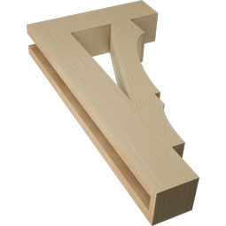 Ekena Millwork - BKTUR035X14X26BOA05RCPR - Timberthane Faux Wood Balboa Style Bracket, Block Ends, 3 1/2"W x 14"D x 26"H, Primed Tan