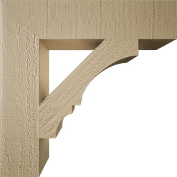 Ekena Millwork - BKTUR035X16X16BOA05RCPR - Timberthane Faux Wood Balboa Style Bracket, Block Ends, 3 1/2"W x 16"D x 16"H, Primed Tan