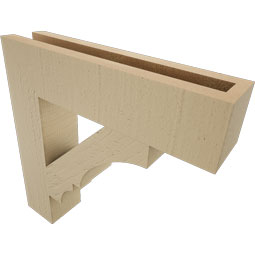 Ekena Millwork - BKTUR035X16X16BOA05RCPR - Timberthane Faux Wood Balboa Style Bracket, Block Ends, 3 1/2"W x 16"D x 16"H, Primed Tan