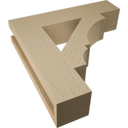 Ekena Millwork - BKTUR035X16X16BOA05RCPR - Timberthane Faux Wood Balboa Style Bracket, Block Ends, 3 1/2"W x 16"D x 16"H, Primed Tan