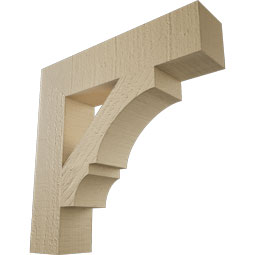 Ekena Millwork - BKTUR035X16X16BOA05RCPR - Timberthane Faux Wood Balboa Style Bracket, Block Ends, 3 1/2"W x 16"D x 16"H, Primed Tan