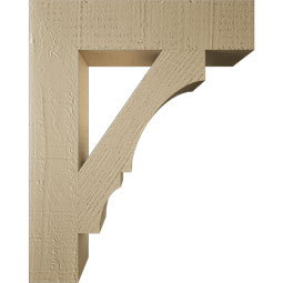Ekena Millwork - BKTUR035X16X20BOA05RCPR - Timberthane Faux Wood Balboa Style Bracket, Block Ends, 3 1/2"W x 16"D x 20"H, Primed Tan