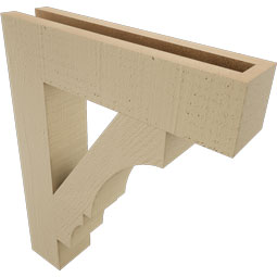 Ekena Millwork - BKTUR035X16X20BOA05RCPR - Timberthane Faux Wood Balboa Style Bracket, Block Ends, 3 1/2"W x 16"D x 20"H, Primed Tan