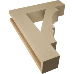 Ekena Millwork - BKTUR035X16X20BOA05RCPR - Timberthane Faux Wood Balboa Style Bracket, Block Ends, 3 1/2"W x 16"D x 20"H, Primed Tan