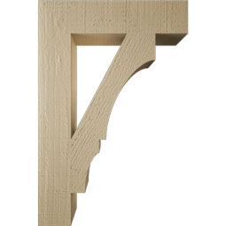 Ekena Millwork - BKTUR035X16X24BOA05RCPR - Timberthane Faux Wood Balboa Style Bracket, Block Ends, 3 1/2"W x 16"D x 24"H, Primed Tan
