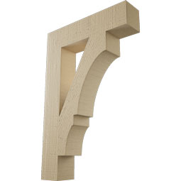 Ekena Millwork - BKTUR035X16X24BOA05RCPR - Timberthane Faux Wood Balboa Style Bracket, Block Ends, 3 1/2"W x 16"D x 24"H, Primed Tan
