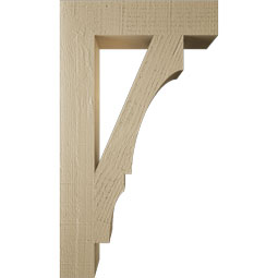 Ekena Millwork - BKTUR035X16X28BOA05RCPR - Timberthane Faux Wood Balboa Style Bracket, Block Ends, 3 1/2"W x 16"D x 28"H, Primed Tan