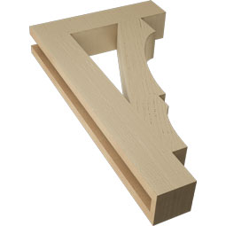 Ekena Millwork - BKTUR035X16X28BOA05RCPR - Timberthane Faux Wood Balboa Style Bracket, Block Ends, 3 1/2"W x 16"D x 28"H, Primed Tan