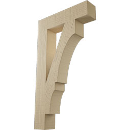 Ekena Millwork - BKTUR035X16X28BOA05RCPR - Timberthane Faux Wood Balboa Style Bracket, Block Ends, 3 1/2"W x 16"D x 28"H, Primed Tan