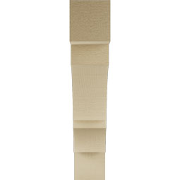 Ekena Millwork - BKTUR035X18X18BOA05RCPR - Timberthane Faux Wood Balboa Style Bracket, Block Ends, 3 1/2"W x 18"D x 18"H, Primed Tan