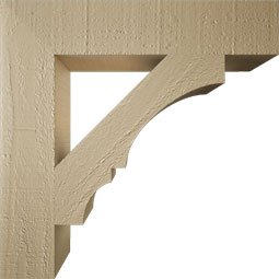 Ekena Millwork - BKTUR035X18X18BOA05RCPR - Timberthane Faux Wood Balboa Style Bracket, Block Ends, 3 1/2"W x 18"D x 18"H, Primed Tan