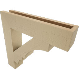 Ekena Millwork - BKTUR035X18X18BOA05RCPR - Timberthane Faux Wood Balboa Style Bracket, Block Ends, 3 1/2"W x 18"D x 18"H, Primed Tan