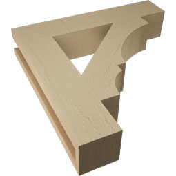 Ekena Millwork - BKTUR035X18X18BOA05RCPR - Timberthane Faux Wood Balboa Style Bracket, Block Ends, 3 1/2"W x 18"D x 18"H, Primed Tan
