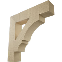 Ekena Millwork - BKTUR035X18X18BOA05RCPR - Timberthane Faux Wood Balboa Style Bracket, Block Ends, 3 1/2"W x 18"D x 18"H, Primed Tan