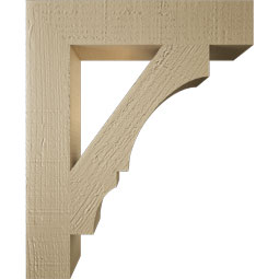 Ekena Millwork - BKTUR035X18X22BOA05RCPR - Timberthane Faux Wood Balboa Style Bracket, Block Ends, 3 1/2"W x 18"D x 22"H, Primed Tan