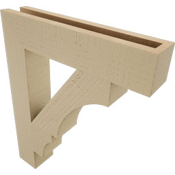 Ekena Millwork - BKTUR035X18X22BOA05RCPR - Timberthane Faux Wood Balboa Style Bracket, Block Ends, 3 1/2"W x 18"D x 22"H, Primed Tan