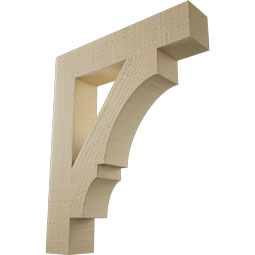Ekena Millwork - BKTUR035X18X22BOA05RCPR - Timberthane Faux Wood Balboa Style Bracket, Block Ends, 3 1/2"W x 18"D x 22"H, Primed Tan