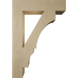 Ekena Millwork - BKTUR035X18X26BOA05RCPR - Timberthane Faux Wood Balboa Style Bracket, Block Ends, 3 1/2"W x 18"D x 26"H, Primed Tan