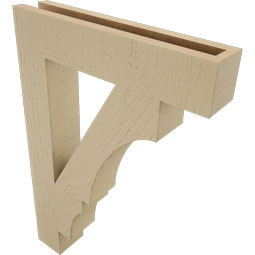 Ekena Millwork - BKTUR035X18X26BOA05RCPR - Timberthane Faux Wood Balboa Style Bracket, Block Ends, 3 1/2"W x 18"D x 26"H, Primed Tan