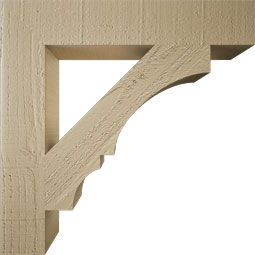 Ekena Millwork - BKTUR035X20X20BOA05RCPR - Timberthane Faux Wood Balboa Style Bracket, Block Ends, 3 1/2"W x 20"D x 20"H, Primed Tan
