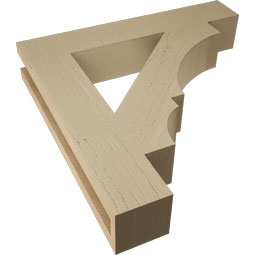 Ekena Millwork - BKTUR035X20X20BOA05RCPR - Timberthane Faux Wood Balboa Style Bracket, Block Ends, 3 1/2"W x 20"D x 20"H, Primed Tan