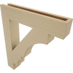 Ekena Millwork - BKTUR035X20X24BOA05RCPR - Timberthane Faux Wood Balboa Style Bracket, Block Ends, 3 1/2"W x 20"D x 24"H, Primed Tan