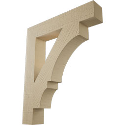 Ekena Millwork - BKTUR035X20X24BOA05RCPR - Timberthane Faux Wood Balboa Style Bracket, Block Ends, 3 1/2"W x 20"D x 24"H, Primed Tan