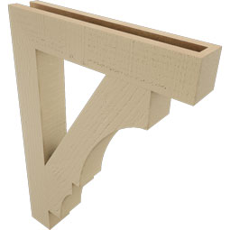 Ekena Millwork - BKTUR035X20X28BOA05RCPR - Timberthane Faux Wood Balboa Style Bracket, Block Ends, 3 1/2"W x 20"D x 28"H, Primed Tan