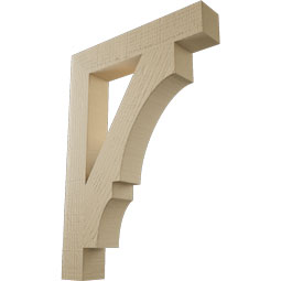 Ekena Millwork - BKTUR035X20X28BOA05RCPR - Timberthane Faux Wood Balboa Style Bracket, Block Ends, 3 1/2"W x 20"D x 28"H, Primed Tan