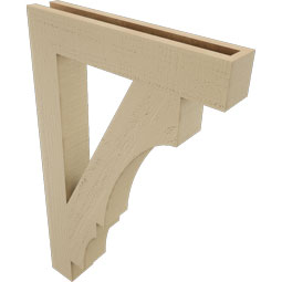 Ekena Millwork - BKTUR035X20X32BOA05RCPR - Timberthane Faux Wood Balboa Style Bracket, Block Ends, 3 1/2"W x 20"D x 32"H, Primed Tan