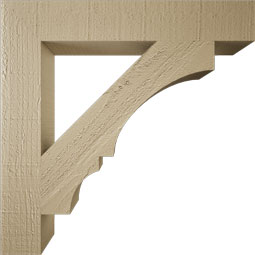 Ekena Millwork - BKTUR035X22X22BOA05RCPR - Timberthane Faux Wood Balboa Style Bracket, Block Ends, 3 1/2"W x 22"D x 22"H, Primed Tan