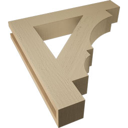 Ekena Millwork - BKTUR035X22X22BOA05RCPR - Timberthane Faux Wood Balboa Style Bracket, Block Ends, 3 1/2"W x 22"D x 22"H, Primed Tan