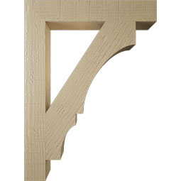 Ekena Millwork - BKTUR035X22X30BOA05RCPR - Timberthane Faux Wood Balboa Style Bracket, Block Ends, 3 1/2"W x 22"D x 30"H, Primed Tan