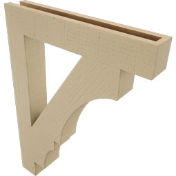 Ekena Millwork - BKTUR035X22X30BOA05RCPR - Timberthane Faux Wood Balboa Style Bracket, Block Ends, 3 1/2"W x 22"D x 30"H, Primed Tan