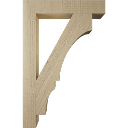 Ekena Millwork - BKTUR035X22X34BOA05RCPR - Timberthane Faux Wood Balboa Style Bracket, Block Ends, 3 1/2"W x 22"D x 34"H, Primed Tan