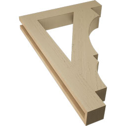 Ekena Millwork - BKTUR035X22X34BOA05RCPR - Timberthane Faux Wood Balboa Style Bracket, Block Ends, 3 1/2"W x 22"D x 34"H, Primed Tan