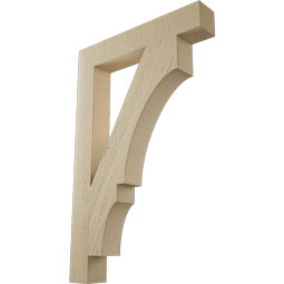 Ekena Millwork - BKTUR035X22X34BOA05RCPR - Timberthane Faux Wood Balboa Style Bracket, Block Ends, 3 1/2"W x 22"D x 34"H, Primed Tan