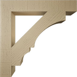 Ekena Millwork - BKTUR035X24X24BOA05RCPR - Timberthane Faux Wood Balboa Style Bracket, Block Ends, 3 1/2"W x 24"D x 24"H, Primed Tan