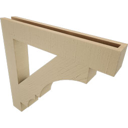 Ekena Millwork - BKTUR035X24X24BOA05RCPR - Timberthane Faux Wood Balboa Style Bracket, Block Ends, 3 1/2"W x 24"D x 24"H, Primed Tan