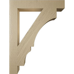 Ekena Millwork - BKTUR035X24X32BOA05RCPR - Timberthane Faux Wood Balboa Style Bracket, Block Ends, 3 1/2"W x 24"D x 32"H, Primed Tan