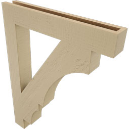 Ekena Millwork - BKTUR035X24X32BOA05RCPR - Timberthane Faux Wood Balboa Style Bracket, Block Ends, 3 1/2"W x 24"D x 32"H, Primed Tan