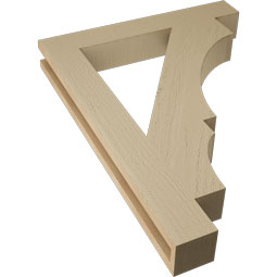 Ekena Millwork - BKTUR035X24X32BOA05RCPR - Timberthane Faux Wood Balboa Style Bracket, Block Ends, 3 1/2"W x 24"D x 32"H, Primed Tan