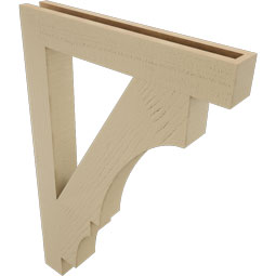 Ekena Millwork - BKTUR035X24X36BOA05RCPR - Timberthane Faux Wood Balboa Style Bracket, Block Ends, 3 1/2"W x 24"D x 36"H, Primed Tan